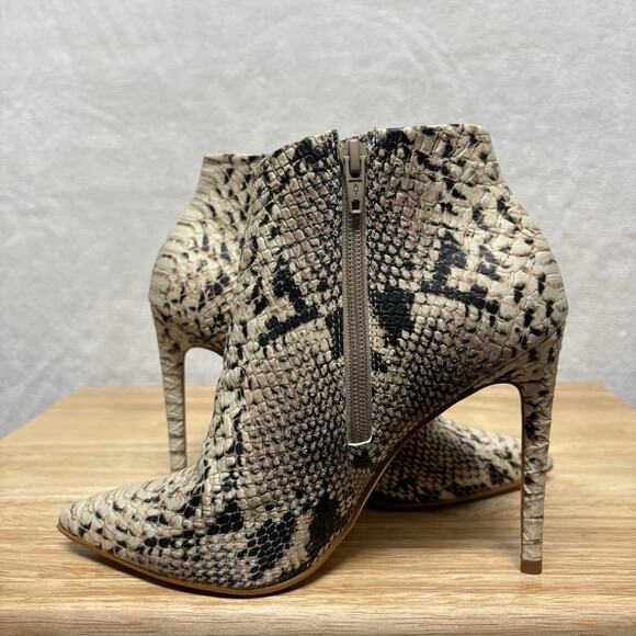 Steve Madden Decoy Snakeskin Side Cut Out Pointed Toe Stiletto Bootie Size 7.5 - Picture 6 of 13